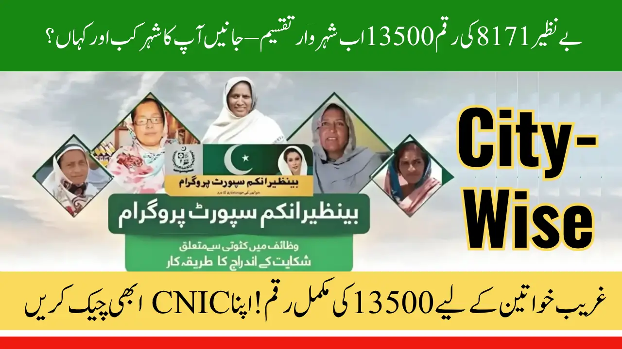 Ehsaas 8171 Payment September 2025 City-Wise Distribution for Poor Women 