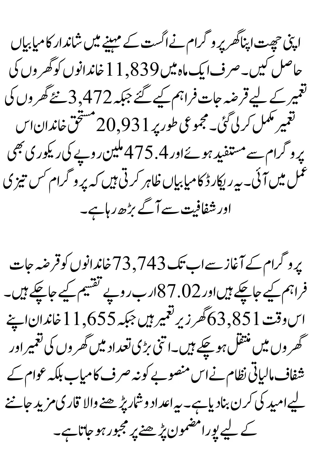 Apni Chhat Apna Ghar Program August Performance Report Sets New Records | Latest Update