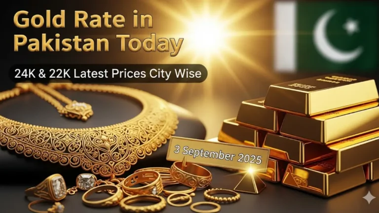 Today Gold Rate in Pakistan 3 September 2025 City Wise 24K and 22K Tola and 10 Gram Prices