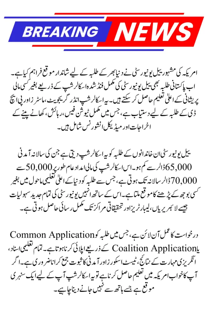 How to Secure a Fully Funded Scholarship at Yale University for Pakistani Students – Step-by-Step Guide