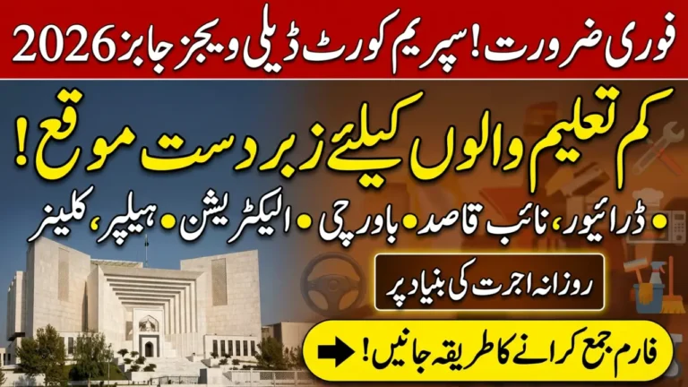 Supreme Court Daily-Wage Jobs 2026 – Apply for New Temporary Vacancies in Islamabad & Karachi