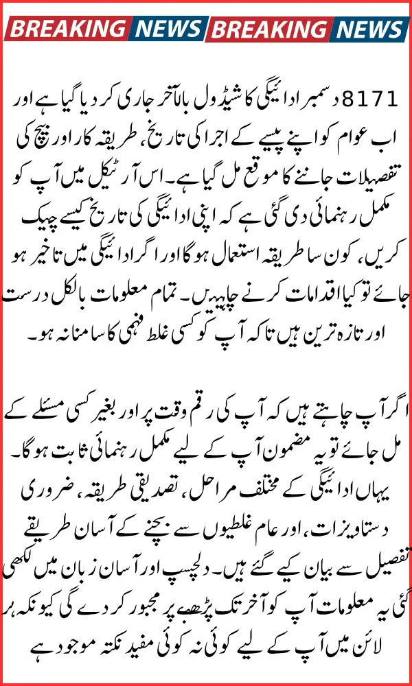 8171 December Payment Schedule – NavGuide: Exact Dates, Complete Details, and Simplified Steps