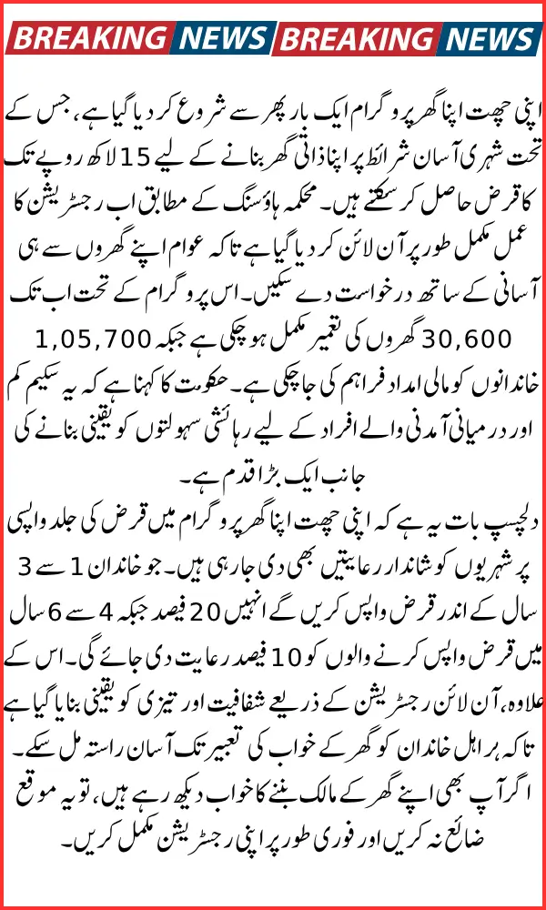 Good News! Apni Chhat Apna Ghar Registration Started Again – Here's How to Apply for 15 Lakh Home Loan?