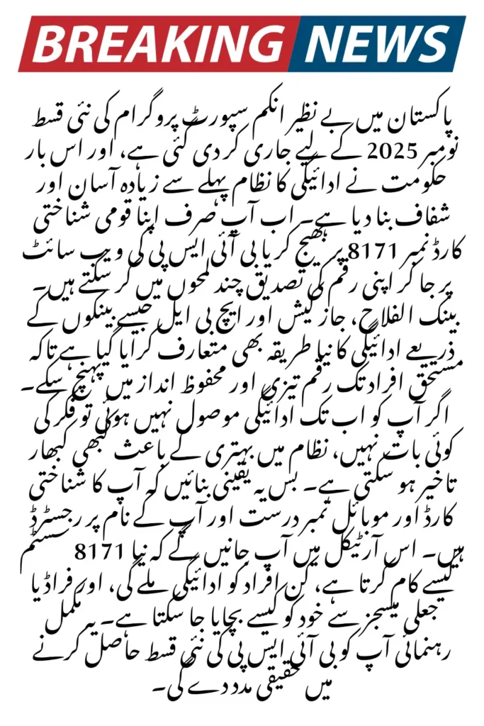 BISP 8171 Balance Update November 2025: New Payment Process and Online Check System