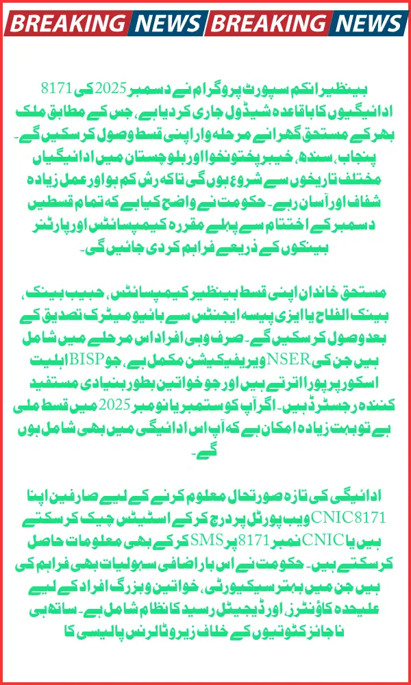 Today News: BISP Announces Camp Sites and Partner Banks List for December 2025 Payments