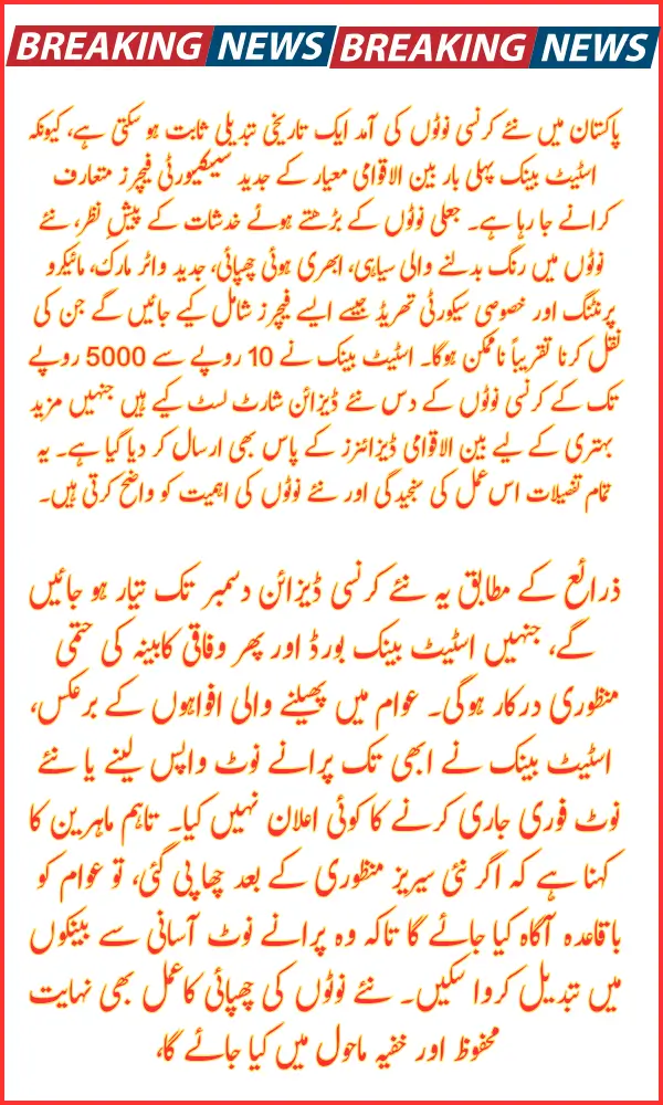 Pakistan New Currency Notes Update – State Bank’s New Series with Advanced Security Features