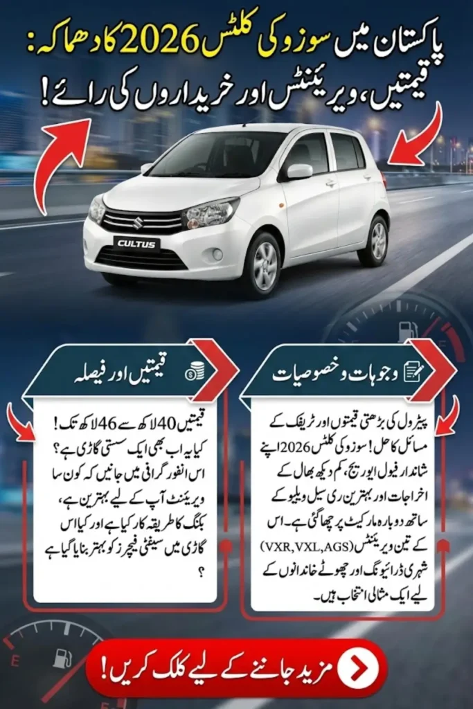 Suzuki Cultus 2026 in Pakistan: Latest Prices, Variants, Fuel Average and Buyer Insights