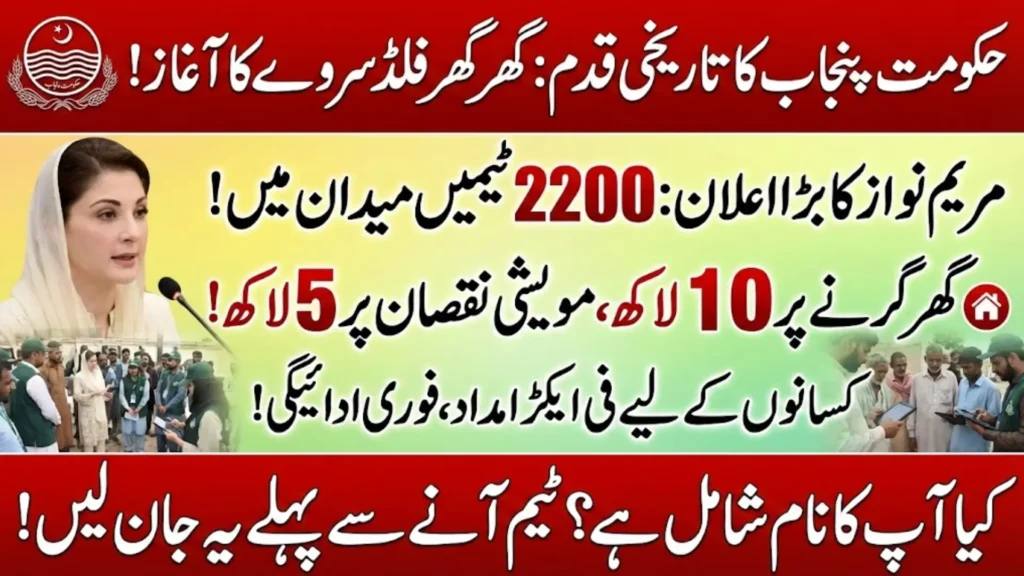 Maryam Nawaz Launches Punjab Flood Door-to-Door Survey Campaign with New Flood Relief Cards for Victims