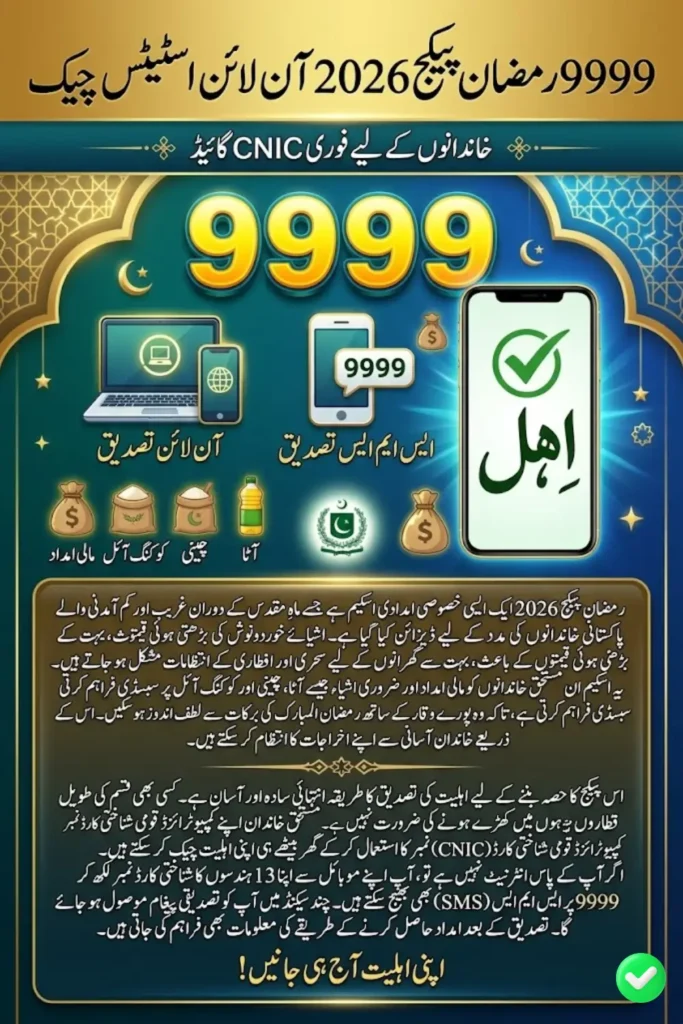 9999 Ramzan Package 2026 Online Status Check Quick CNIC Guide for Families in Pakistan