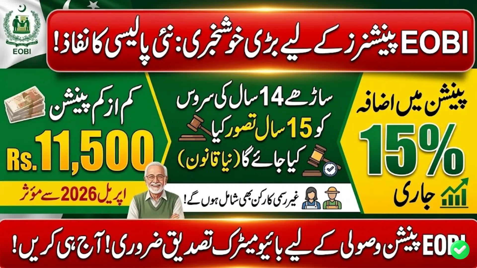 EOBI Pension Increase Latest News 2026: 15% Pension Hike and New Eligibility Rules